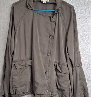 Ava & Viv Olive Snap Front Jacket   Size 1X